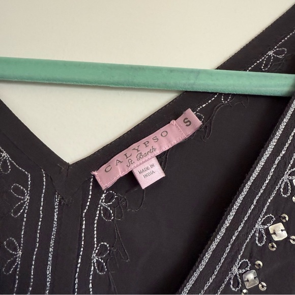 Calypso St. Barth Dark Grey Embroidered Mini Dress - Picture 3 of 5